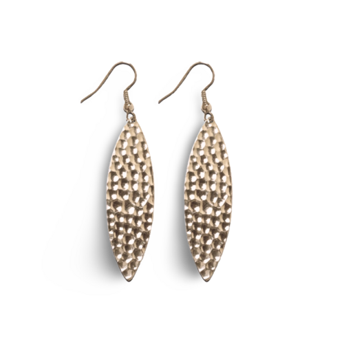 Mini Navette Hammered Metal Earrings