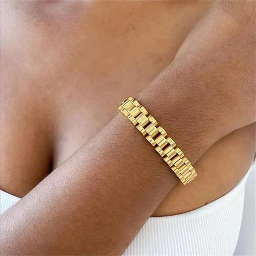 2024 New Vintage 18K Gold Plated Stainless Steel Chain Bracelet for