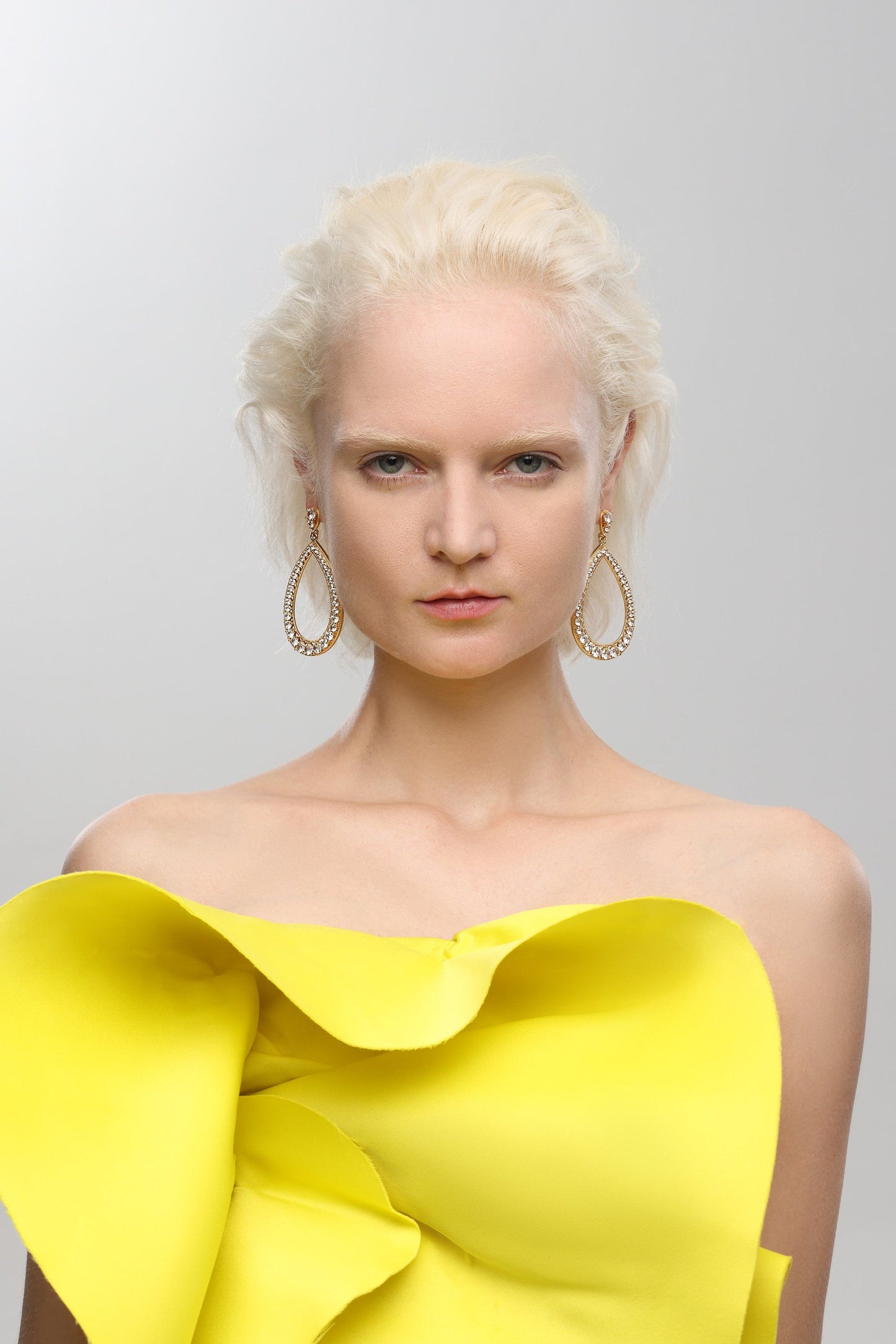 Gold Artisanal Pavé Hollow Teardrop Earrings