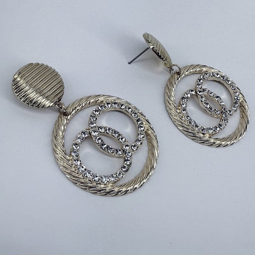 Post Back Earrings With Double Circle Design