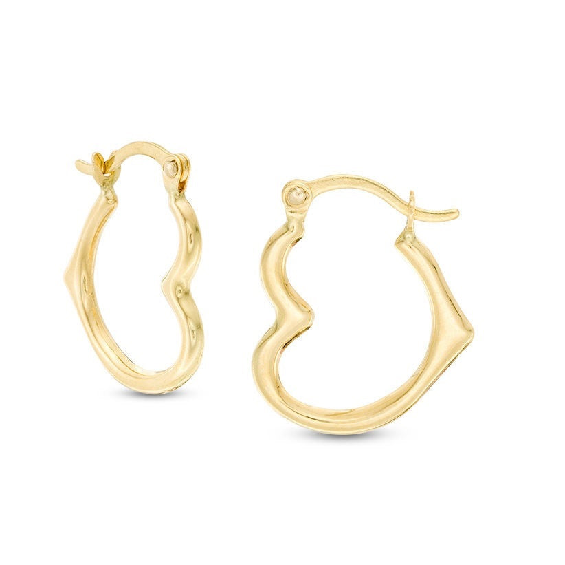 14k Gold Heart Hoop Earrings