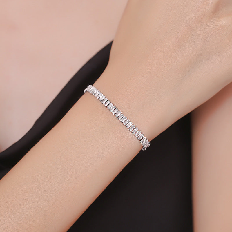 European And American Simple Rectangular Affordable Luxury Style Full Diamond Fashion All-match Bracelet