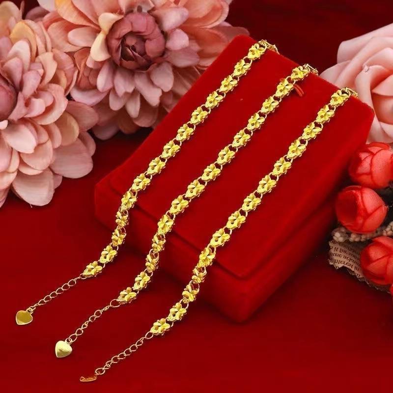 Gold-plated Lucky Clover Gift Love Heart Brass Gold-plated