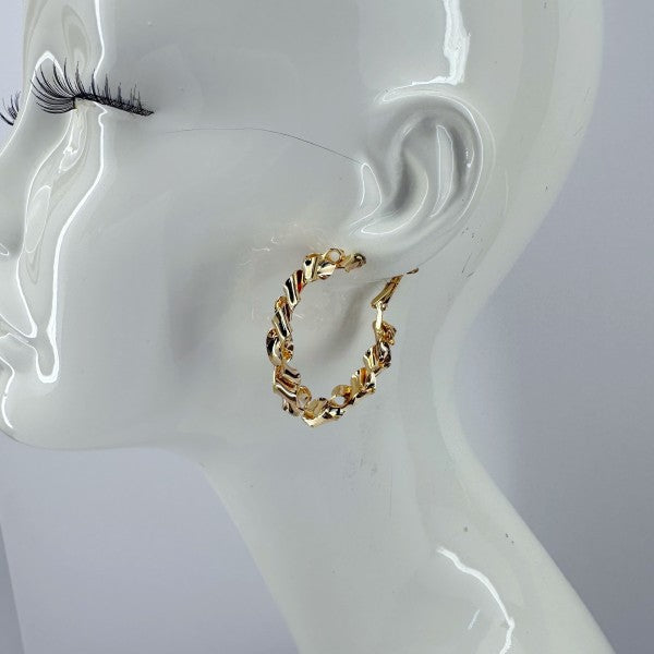 40mm Twisted Metal Design Hoop Earrings