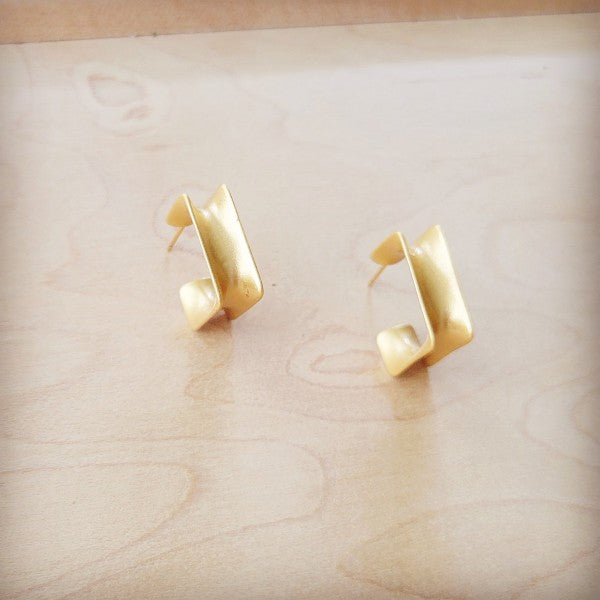 Matte Gold Square Hoop Earrings