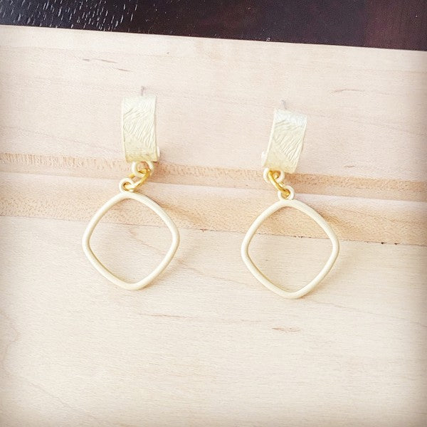 Matte Gold Cuff Earring w/ Square Dangle