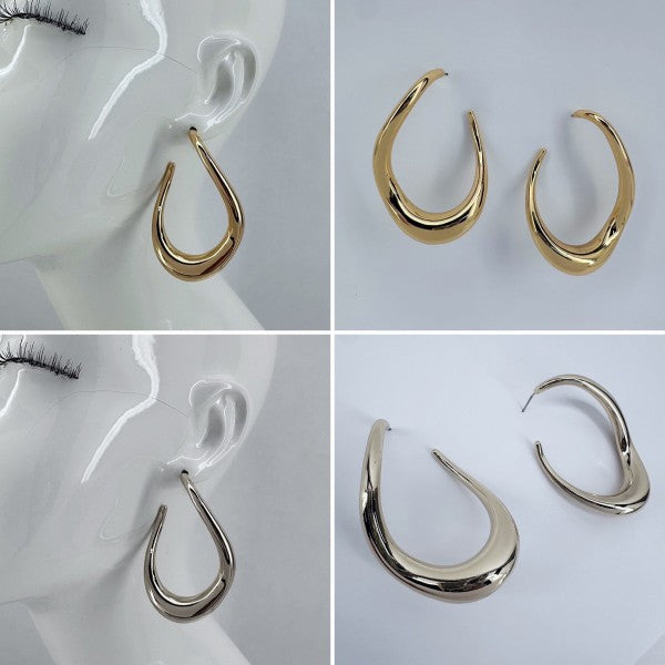 Twisted Oval Hollow Hoop Earrings