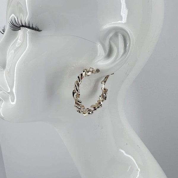 40mm Twisted Metal Design Hoop Earrings