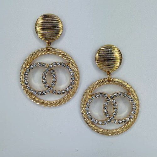 Post Back Earrings With Double Circle Design
