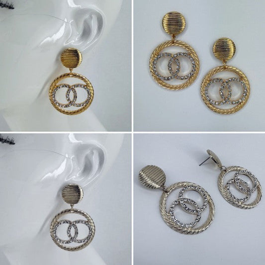Post Back Earrings With Double Circle Design