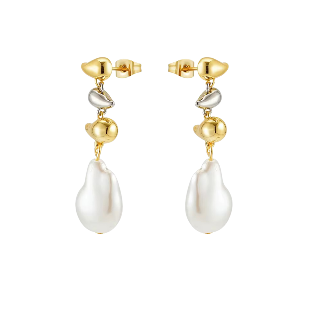 River Two Tone Pearl Earring