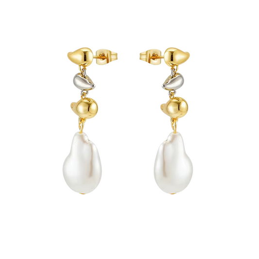 River Two Tone Pearl Earring