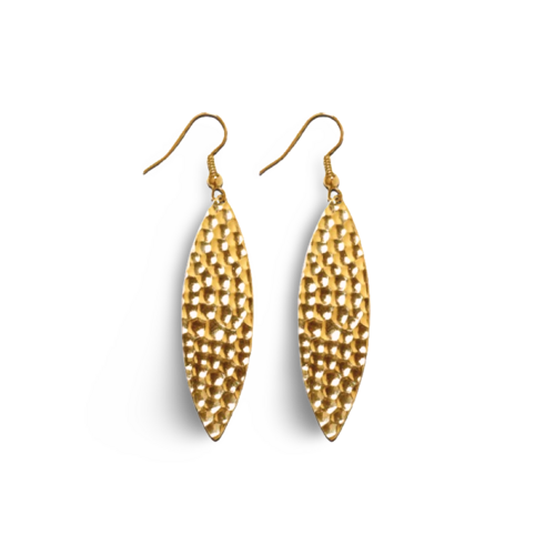 Mini Navette Hammered Metal Earrings