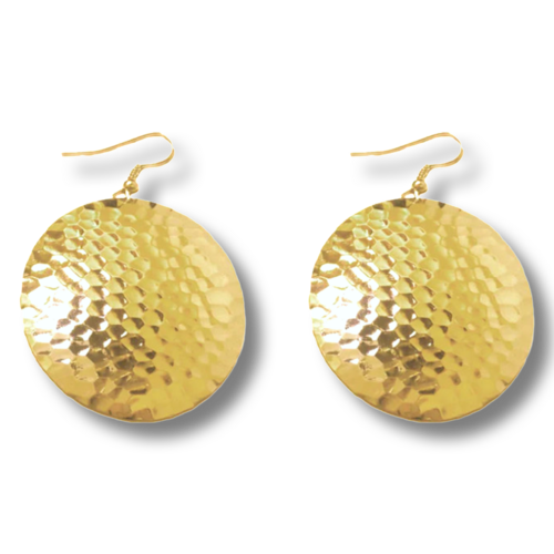 Gold Hammered Circle Earrings