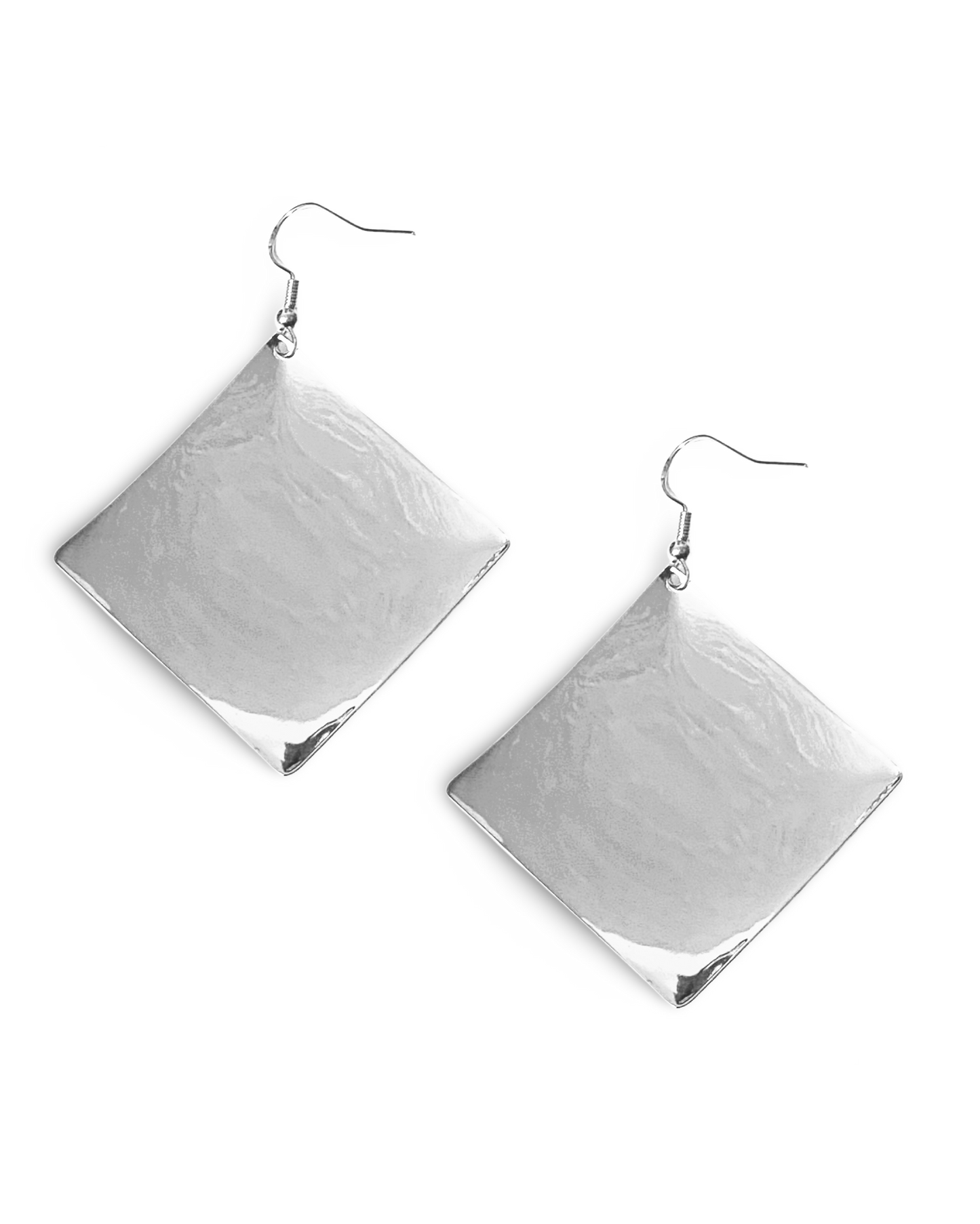 Hammered Diamond Dome Dangle Earrings