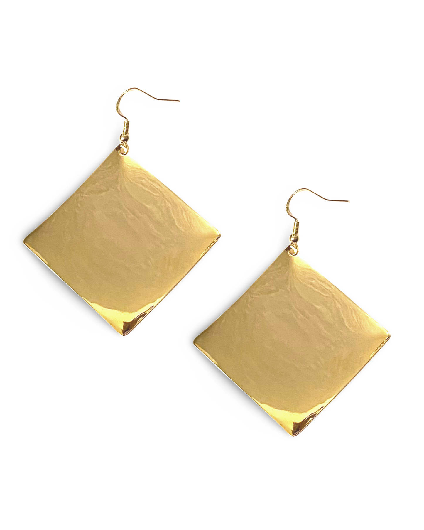 Hammered Diamond Dome Dangle Earrings