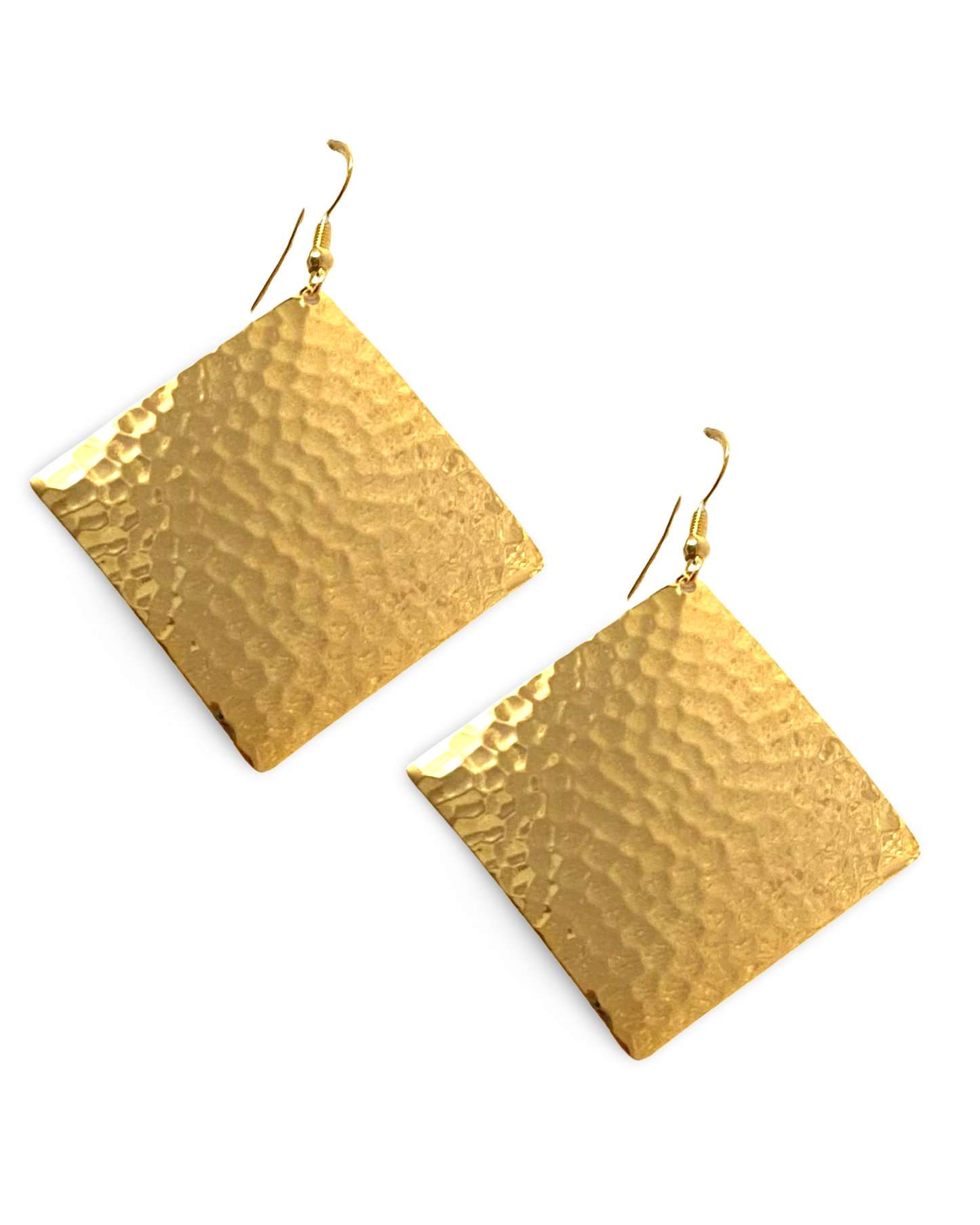 Hammered Diamond Dome Dangle Earrings