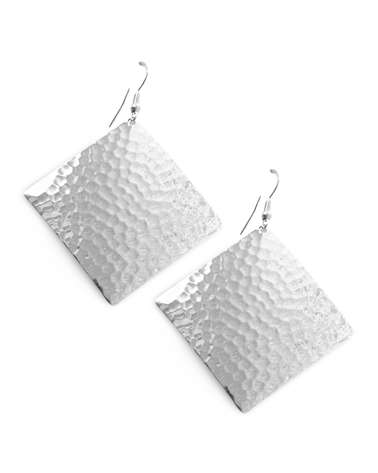 Hammered Diamond Dome Dangle Earrings