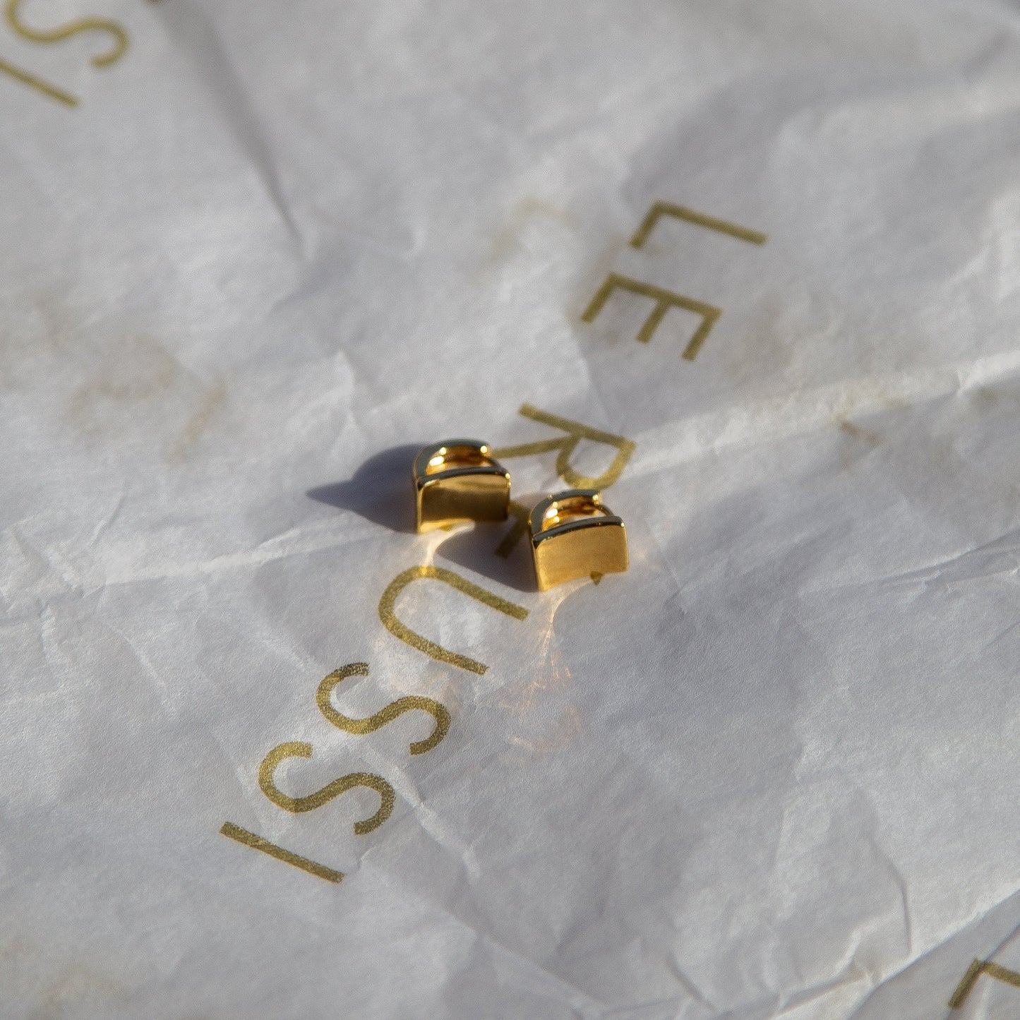 Golden Lock Rectangle Earrings – Elegant Gold-Plated Jewelry for Women