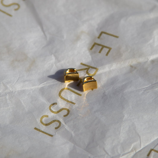 Golden Lock Rectangle Earrings – Elegant Gold-Plated Jewelry for Women