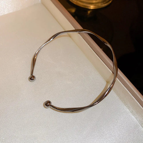 Retro Cuff Bracelet Opening Bangles for Women Minimalism Twisted