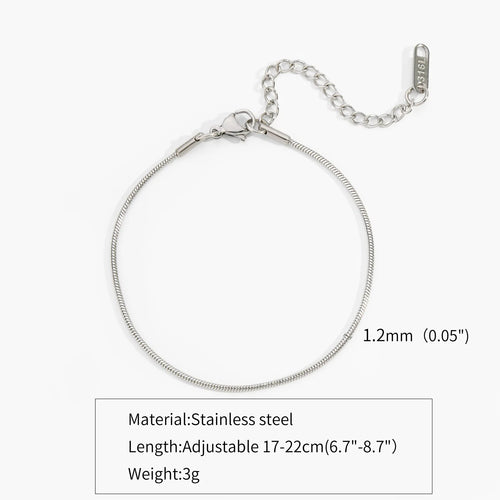 Stainless Steel Silver Color Men Snake Bone Chain Bracelet Simple