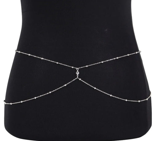Clear Rhinestone Beaded Belly Chains For Women Gold Silver Color Metal