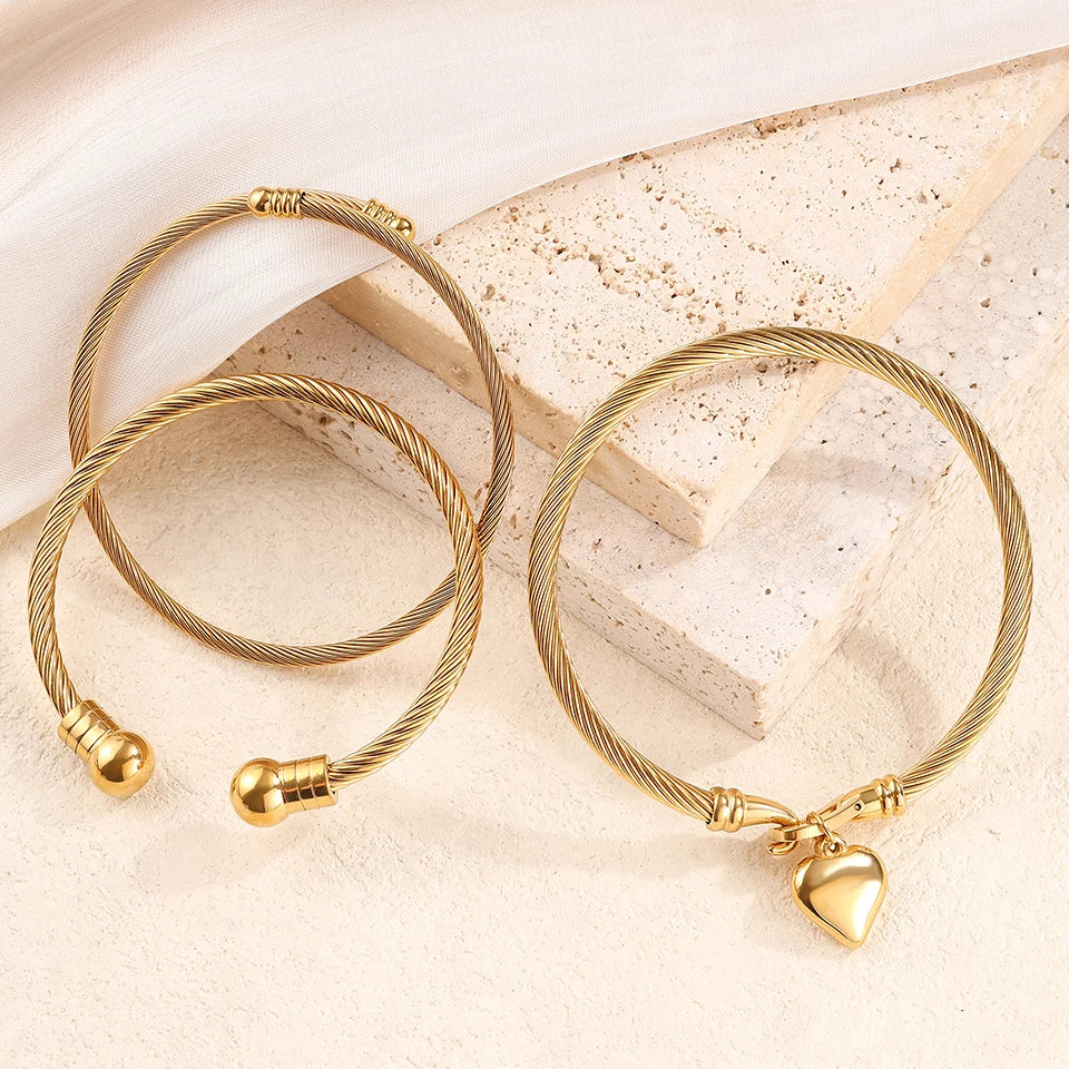 RAKOL 2025 New Retro Romantic Love Stainless Steel Bracelet Set Is