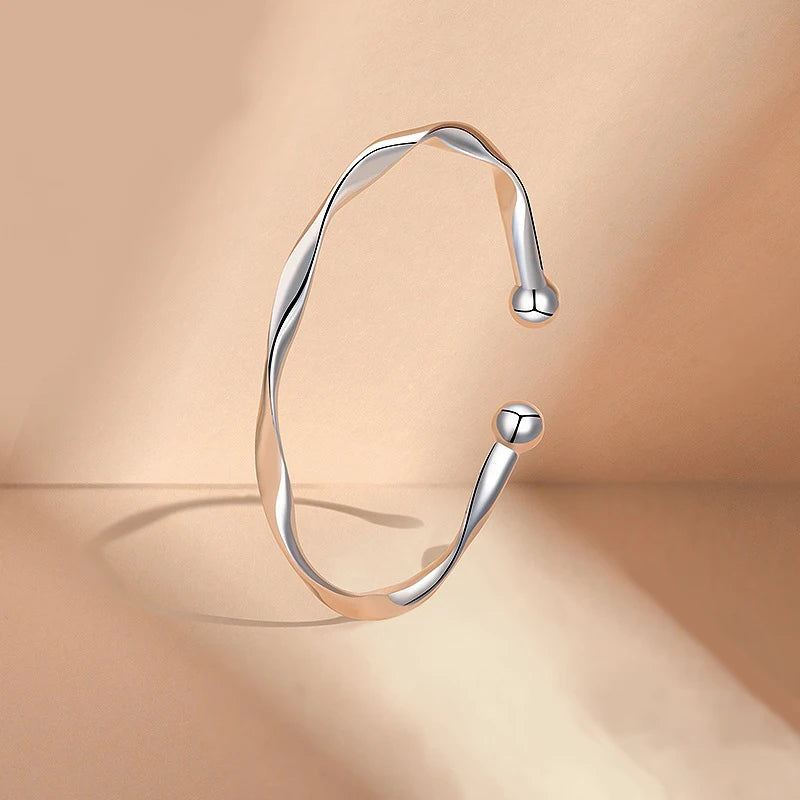 Retro Cuff Bracelet Opening Bangles for Women Minimalism Twisted
