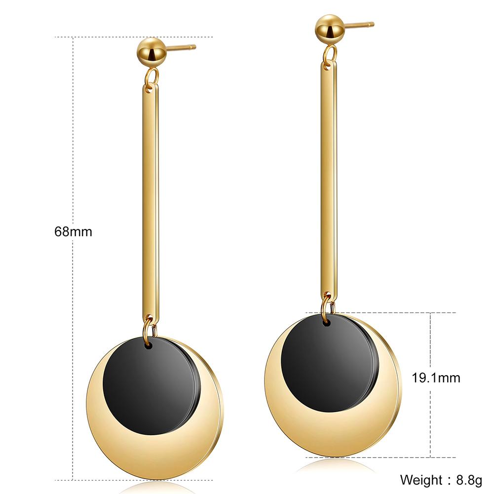 Gold & Black Discs Dangle Earrings