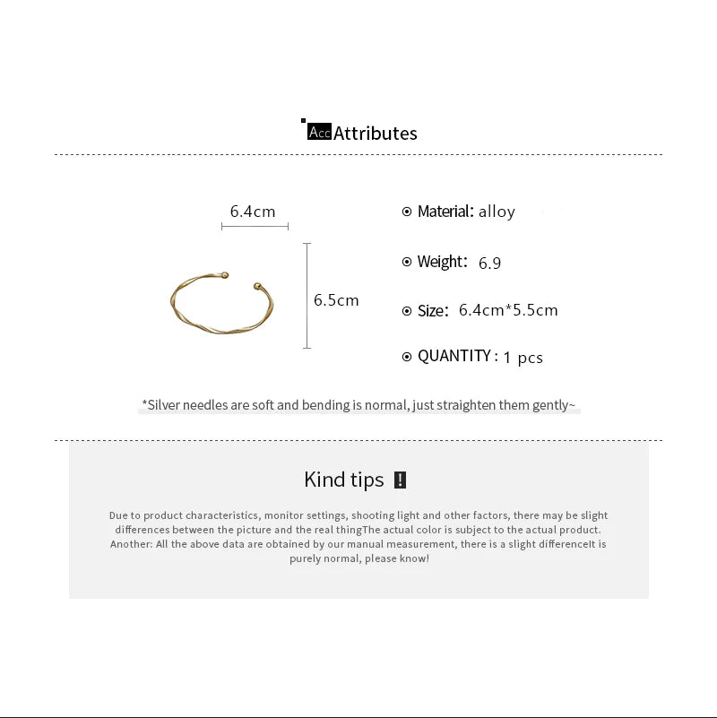 Retro Cuff Bracelet Opening Bangles for Women Minimalism Twisted