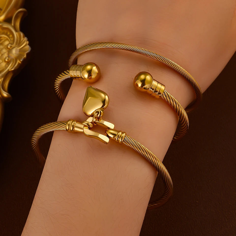 RAKOL 2025 New Retro Romantic Love Stainless Steel Bracelet Set Is