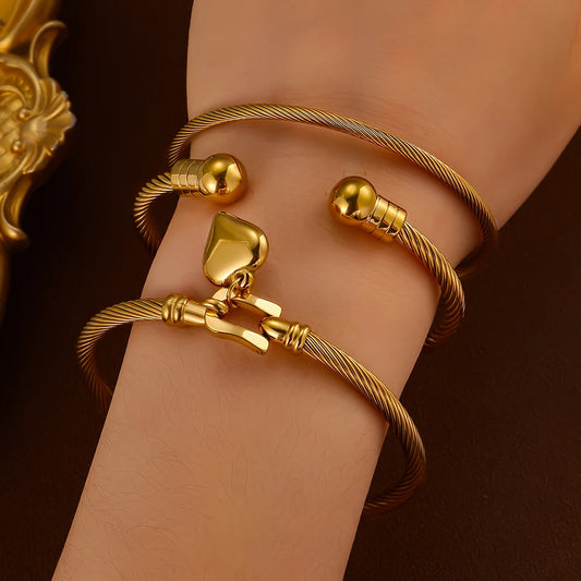 RAKOL 2025 New Retro Romantic Love Stainless Steel Bracelet Set Is