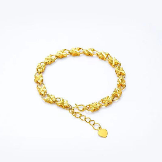 Gold-plated Lucky Clover Gift Love Heart Brass Gold-plated