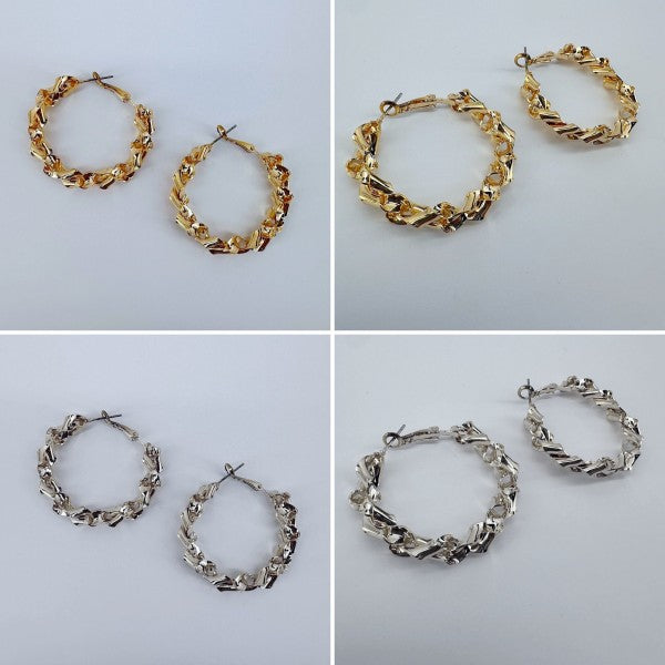 40mm Twisted Metal Design Hoop Earrings
