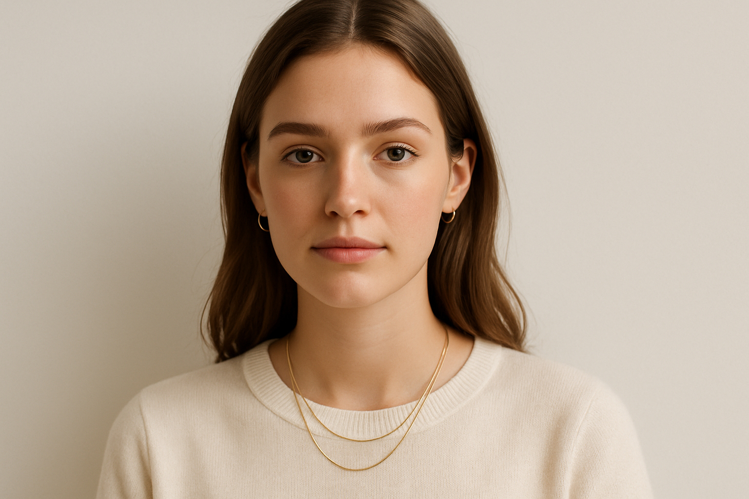 american model Sam,” 19–27, Minimalist Student/Starter Income, showcasing dainty chains