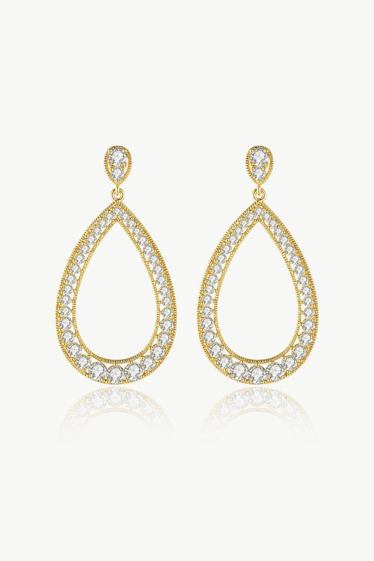 Gold Artisanal Pavé Hollow Teardrop Earrings