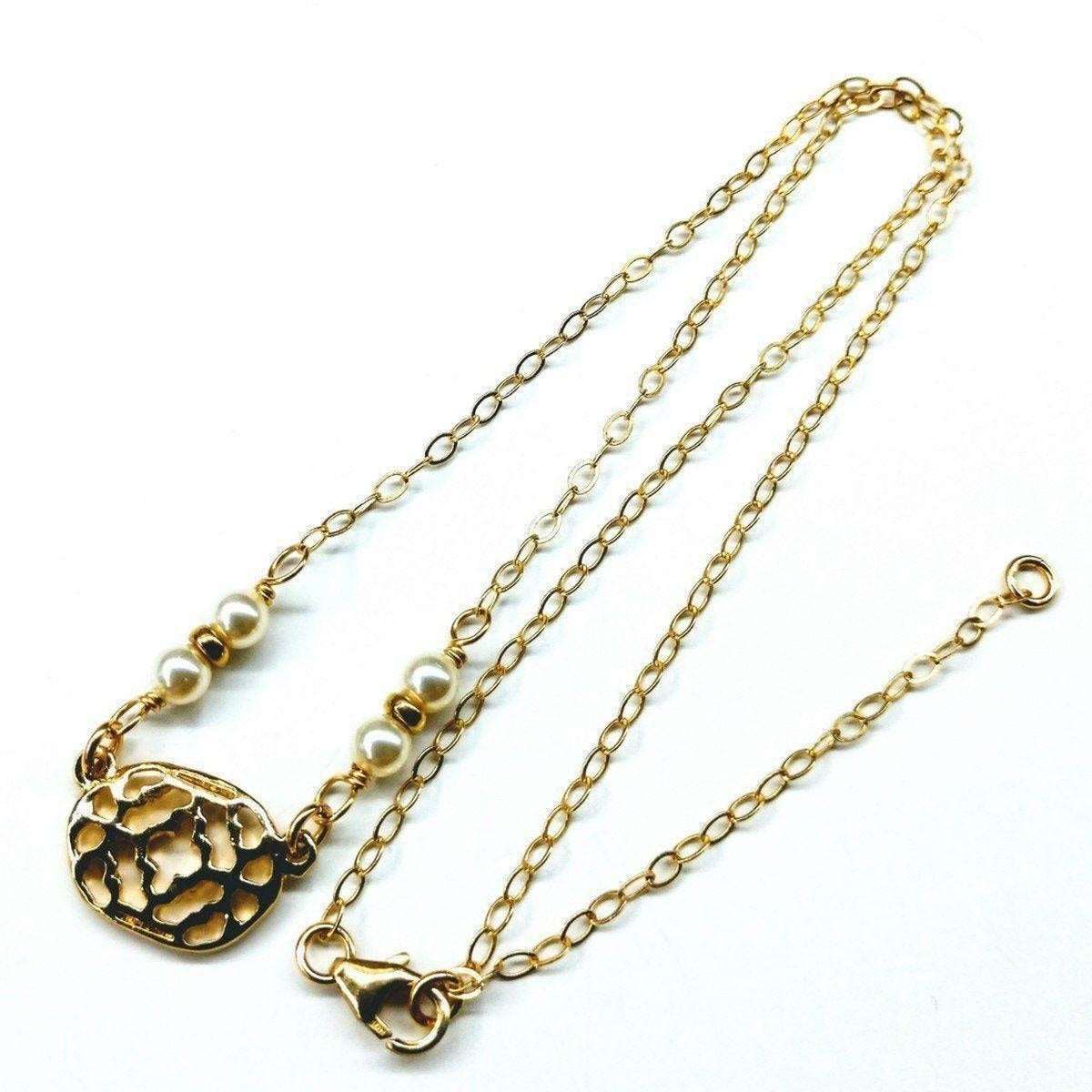 As Seen on Molly Ringwald 14 K Gold Filled Filigree Pearl Choker