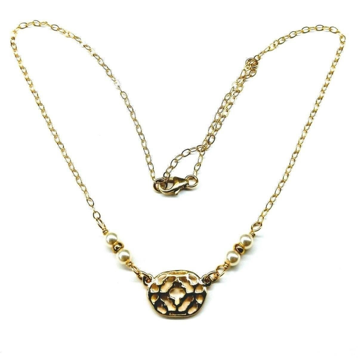 As Seen on Molly Ringwald 14 K Gold Filled Filigree Pearl Choker