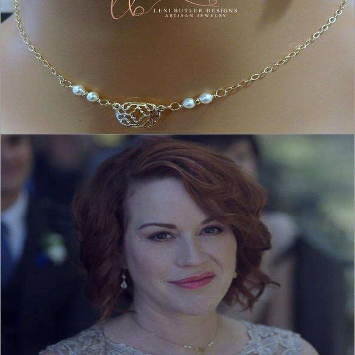 As Seen on Molly Ringwald 14 K Gold Filled Filigree Pearl Choker
