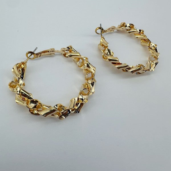 40mm Twisted Metal Design Hoop Earrings