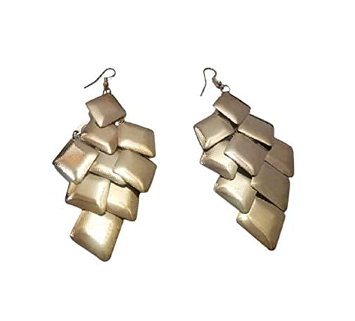 Gold Metal Earrings leaf design for Girl & Women