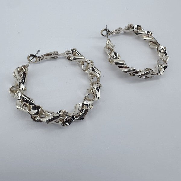 40mm Twisted Metal Design Hoop Earrings