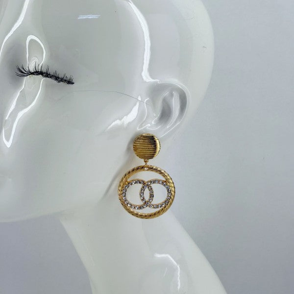 Post Back Earrings With Double Circle Design