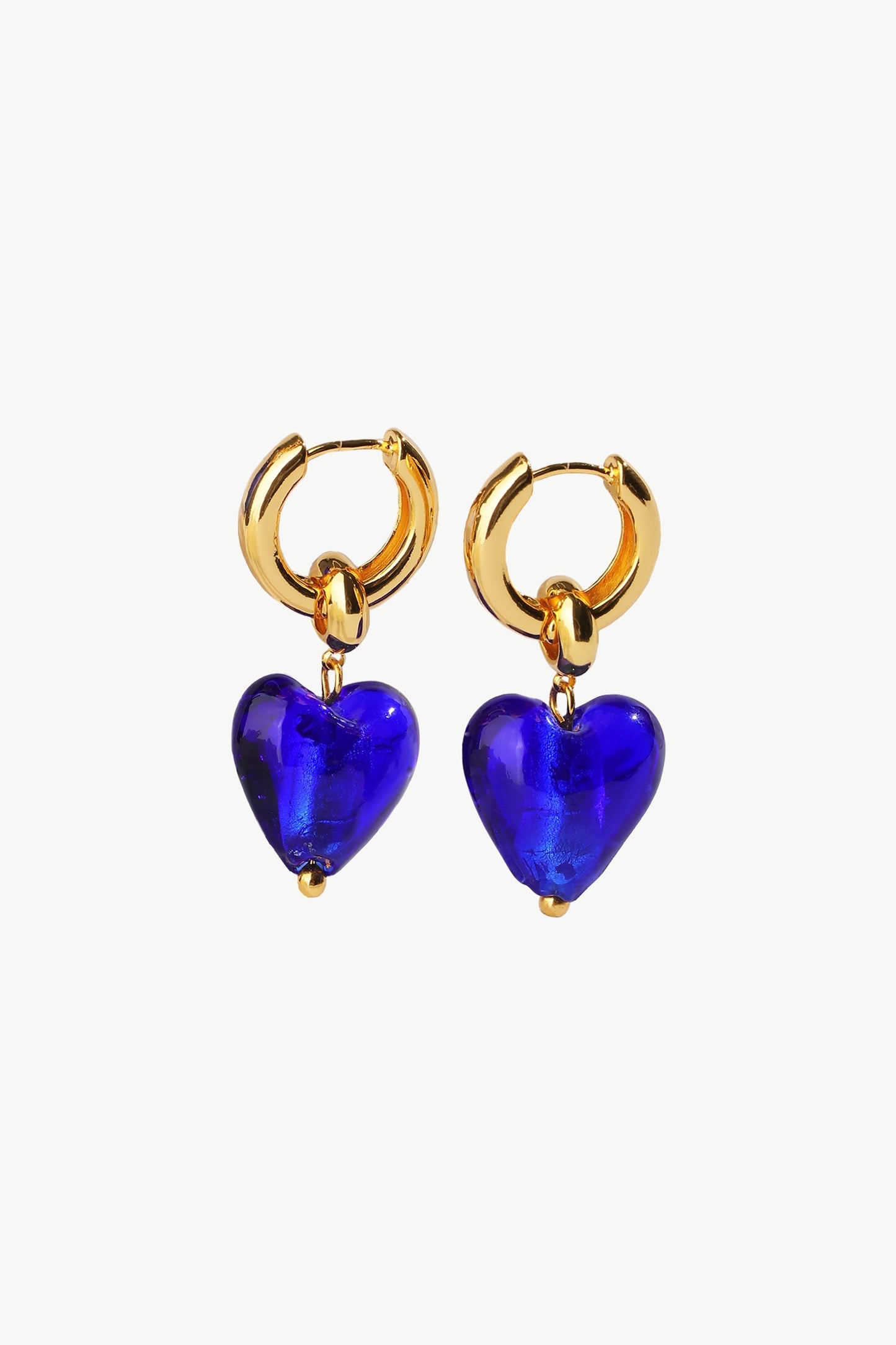 Esmée Blue Glaze Heart Dangle Earrings