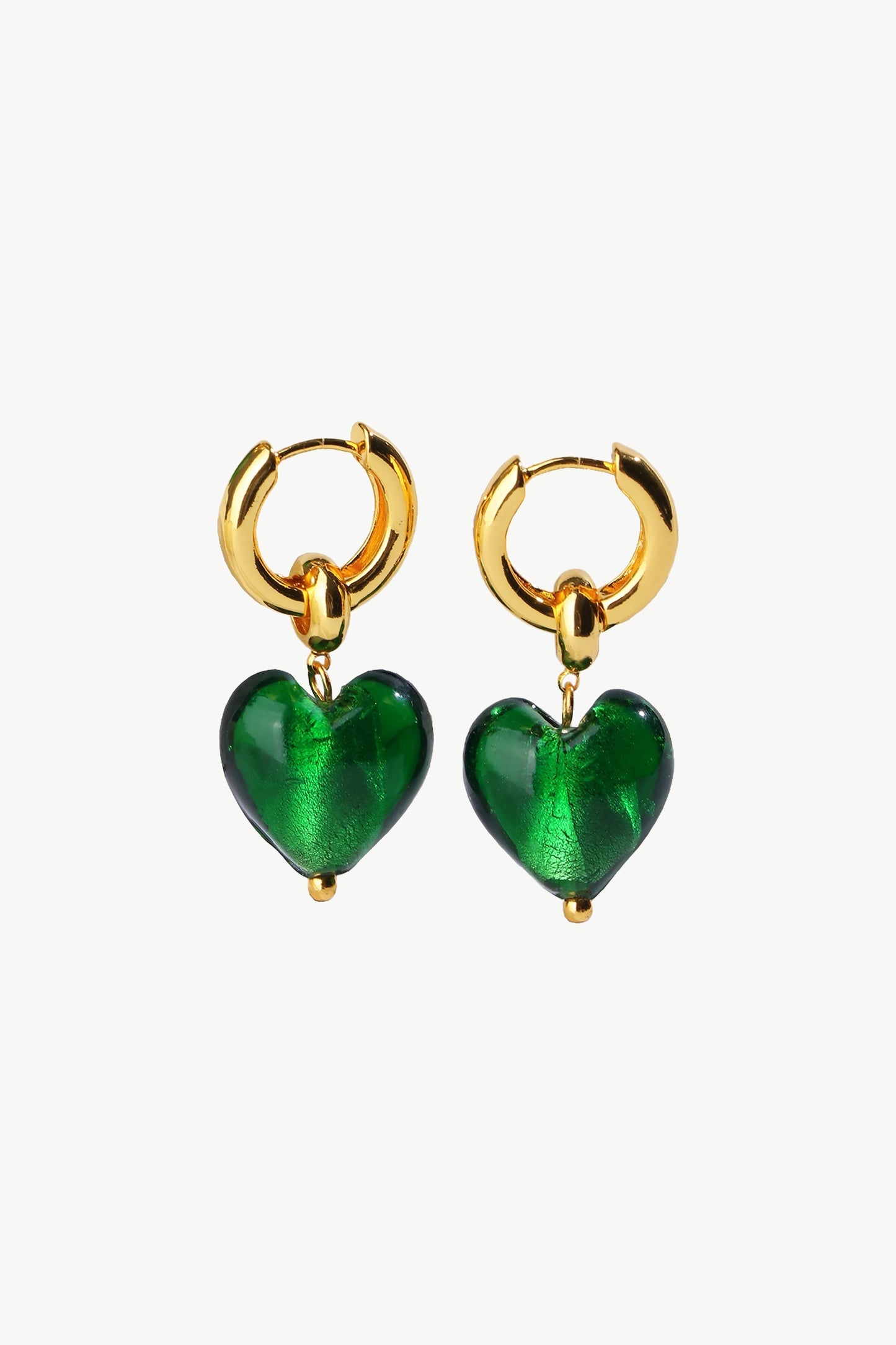 Esmée Green Glaze Heart Dangle Earrings