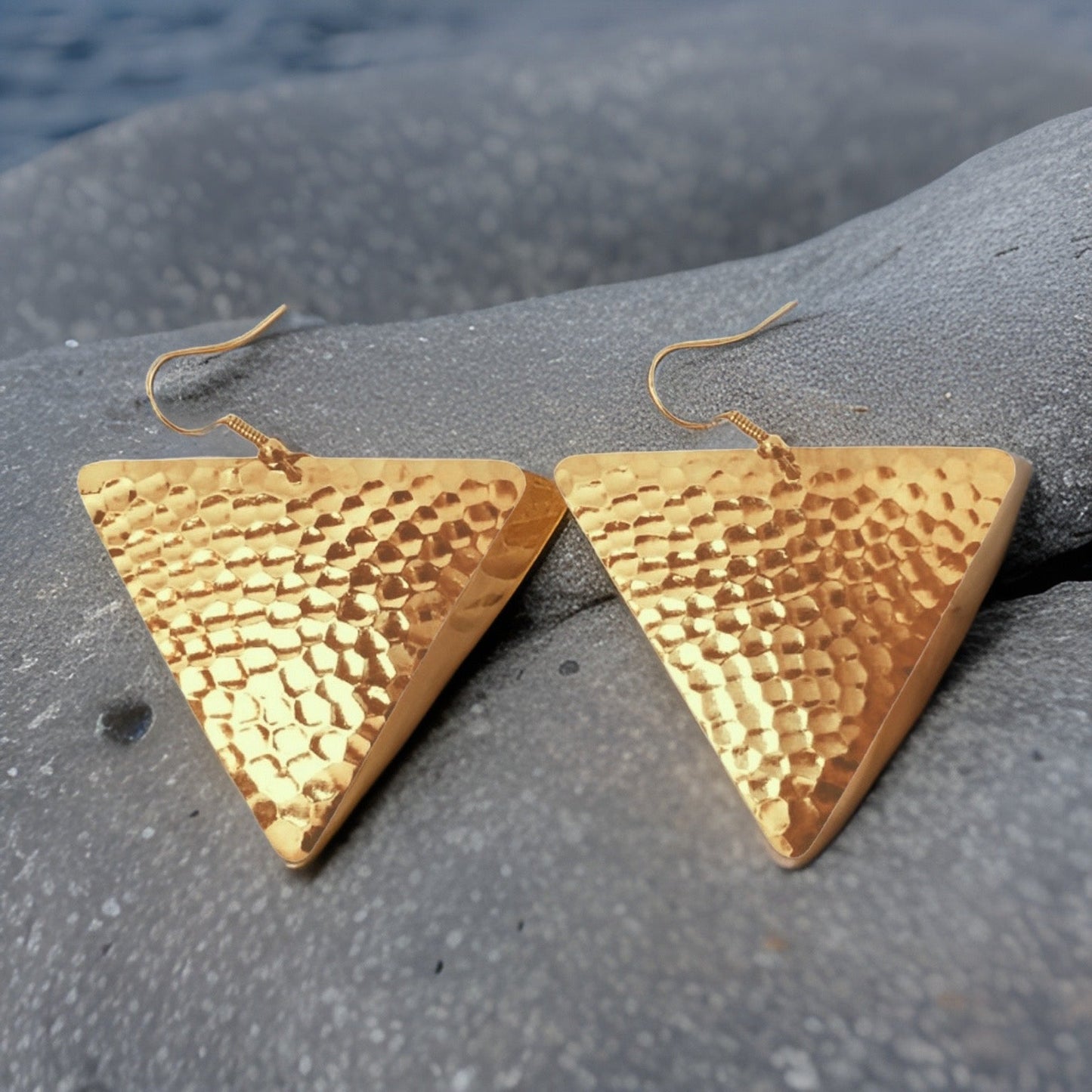 Hammered Triangle Dangle Earrings