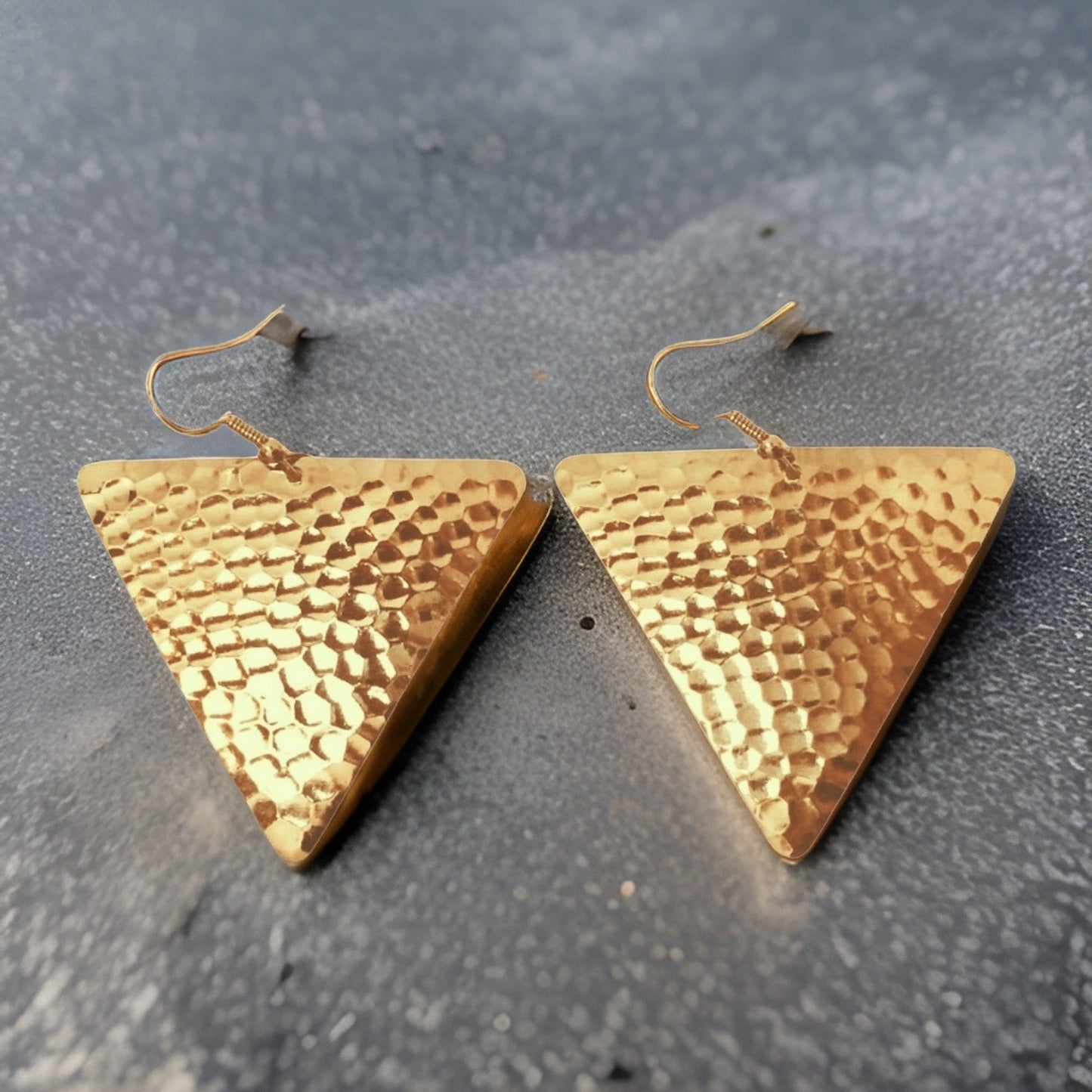 Hammered Triangle Dangle Earrings