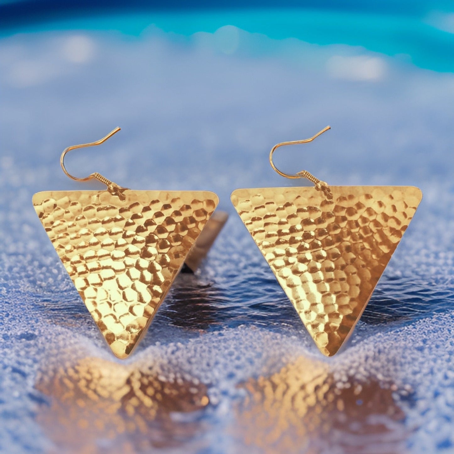 Hammered Triangle Dangle Earrings