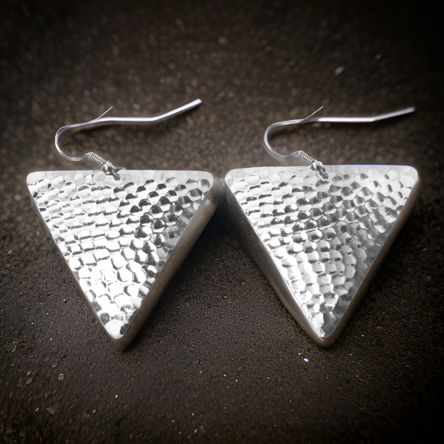 Hammered Triangle Dangle Earrings